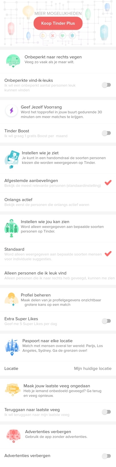 Tinder kan likes niet zien